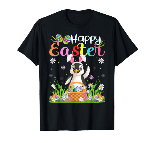 Penguin Happy Easter Egg Hunt Bunny Ear Penguin Easter T-Shirt