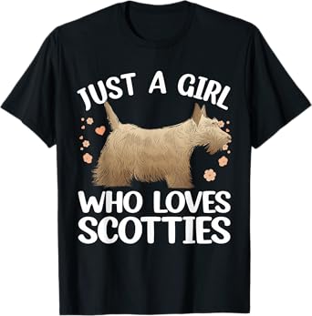Funny Scottish Terrier Art For Girls Women Scottie Dog Lover T-Shirt