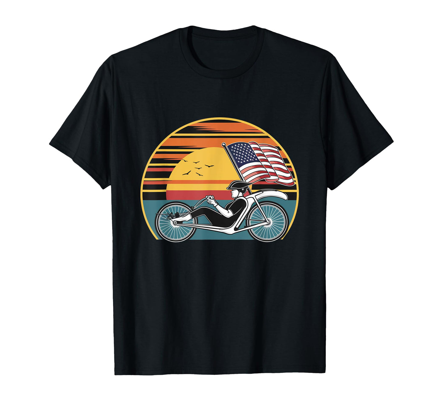 Vintage Recumbent Trike American Flag T-Shirt