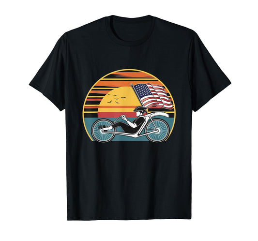 Vintage Recumbent Trike American Flag T-Shirt