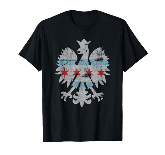 Chicago Flag Polish Poland Eagle Vintage Shirt T-Shirt