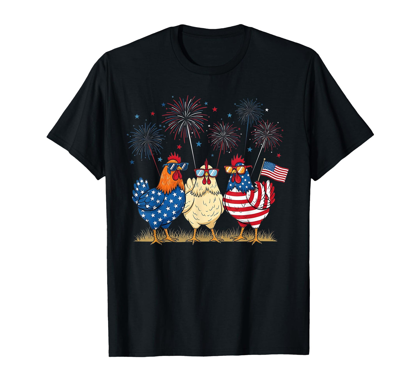 Patriotic Chicken Squad July 4th Humor American Flag Women T-Shirt