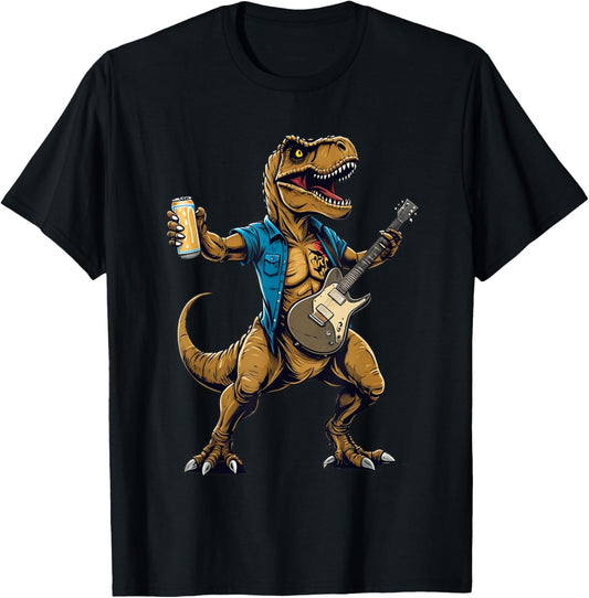 Dinosaur Rocker Guitarist Rock Concert Raptor Musician T-Shirt