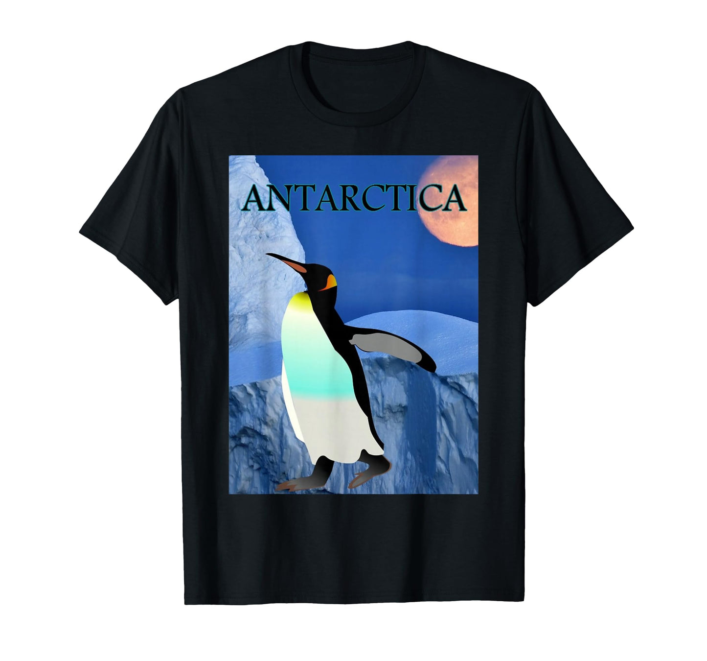 Antarctica Glacier with Penguin and Chill Out Moon T Shirt T-Shirt