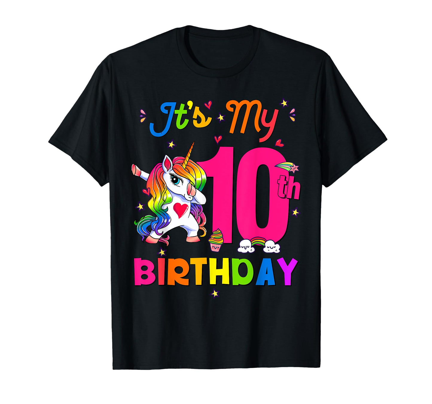 10 Years Old Unicorn It's My 10th Birthday Girl Party T-Shirt