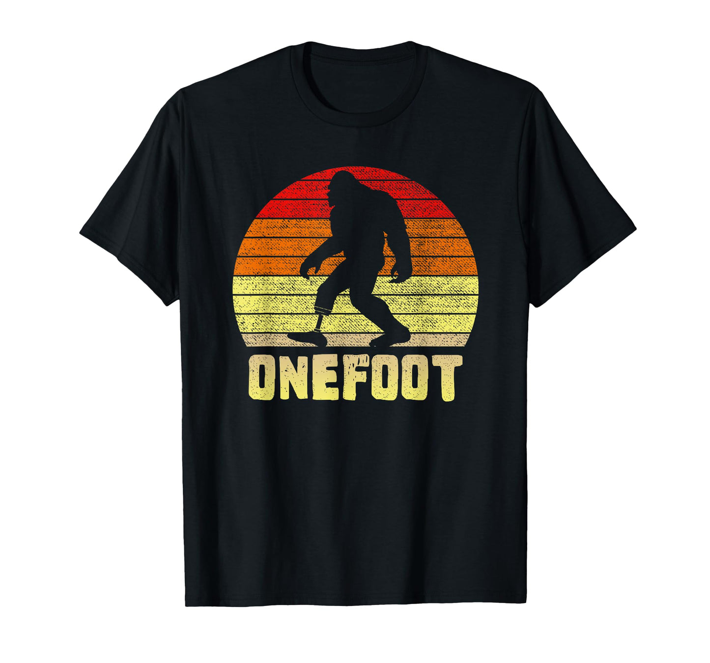 Onefoot Leg Amputee Recovery | One Foot Bigfoot Funny Sunset T-Shirt