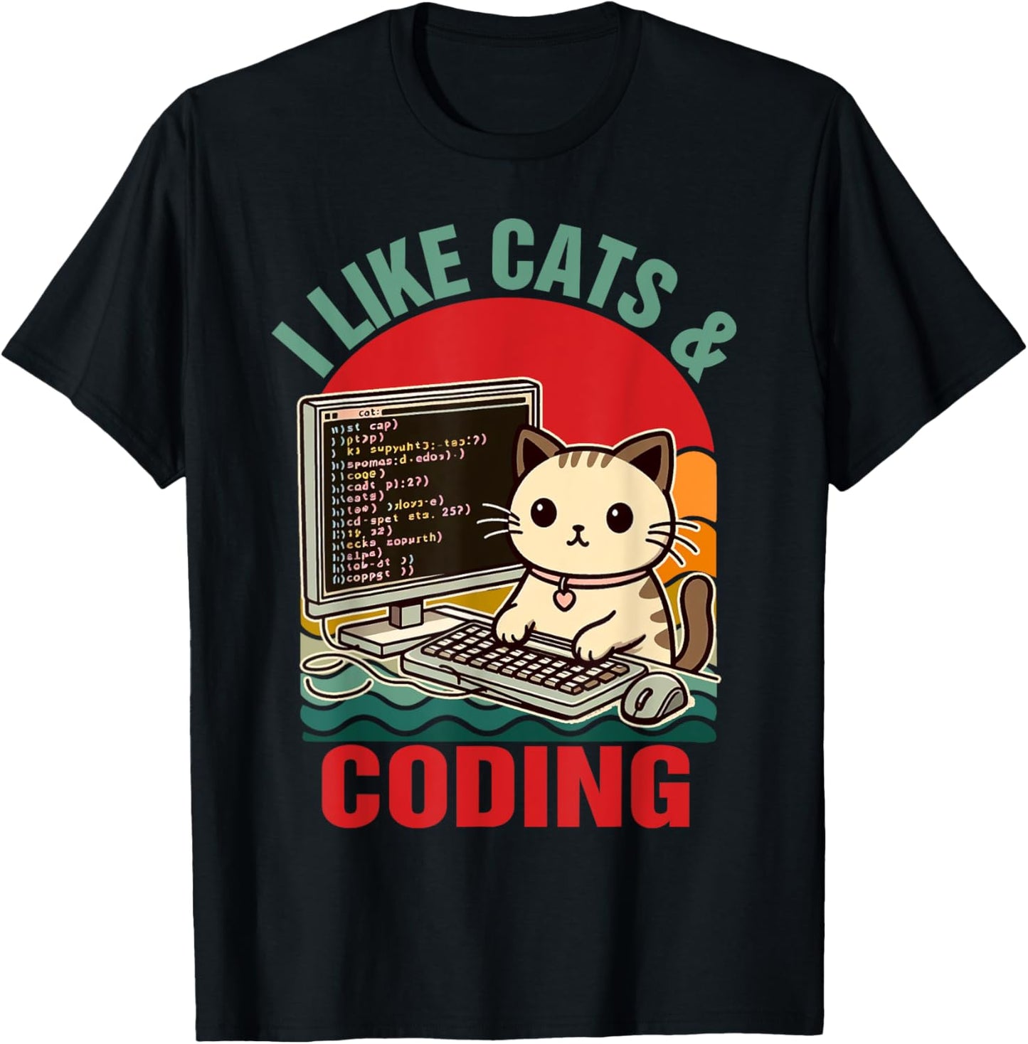 Coder Programmer Cat Lover Cat Dad I Like Cats & Coding T-Shirt
