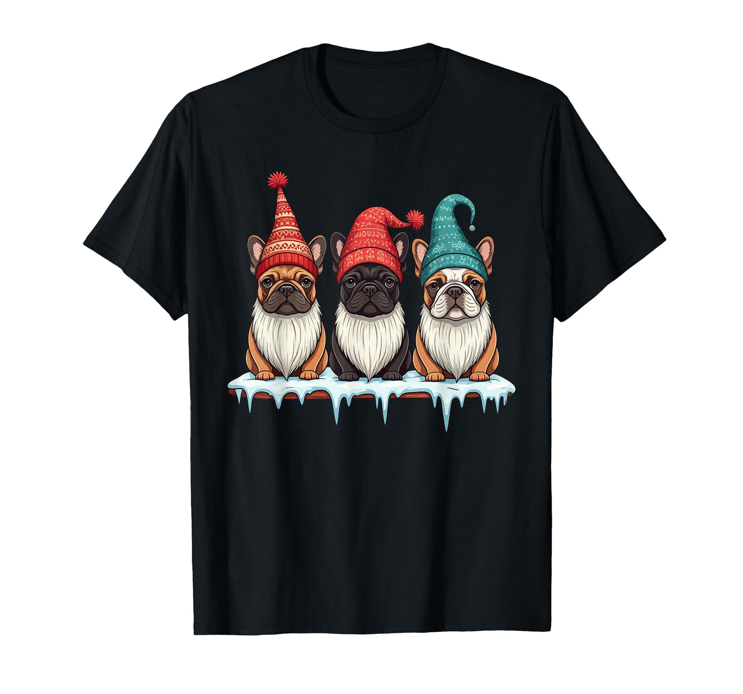 Funny French Bulldog Gnomies Christmas Gnome Womens Mens T-Shirt