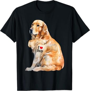 I Love Dad - Patriotic Golden Retriever Canine Dog Lover T-Shirt for Women Kids Men