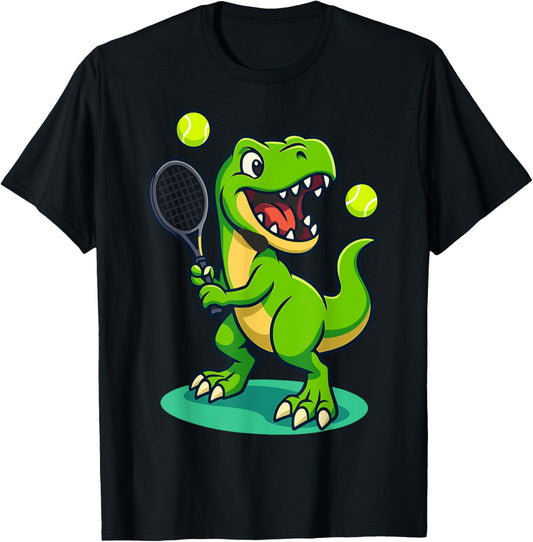 Dinosaur Tennis Fun Tee for Kids and Sports Fans T-Shirt
