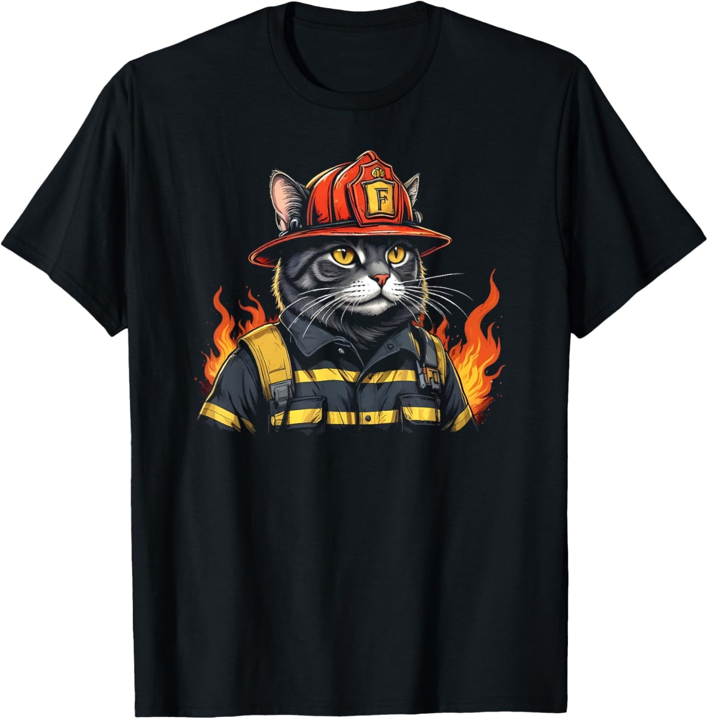 Firefighter Cat Lover Fireman Firefighting Expert T-Shirt