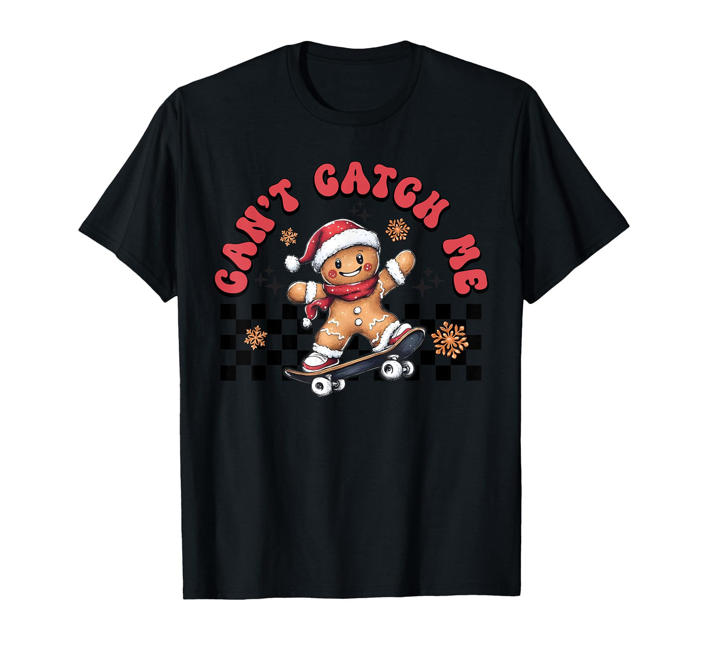 Retro Groovy Can't Catch Me Christmas Gingerbread Man Kids T-Shirt
