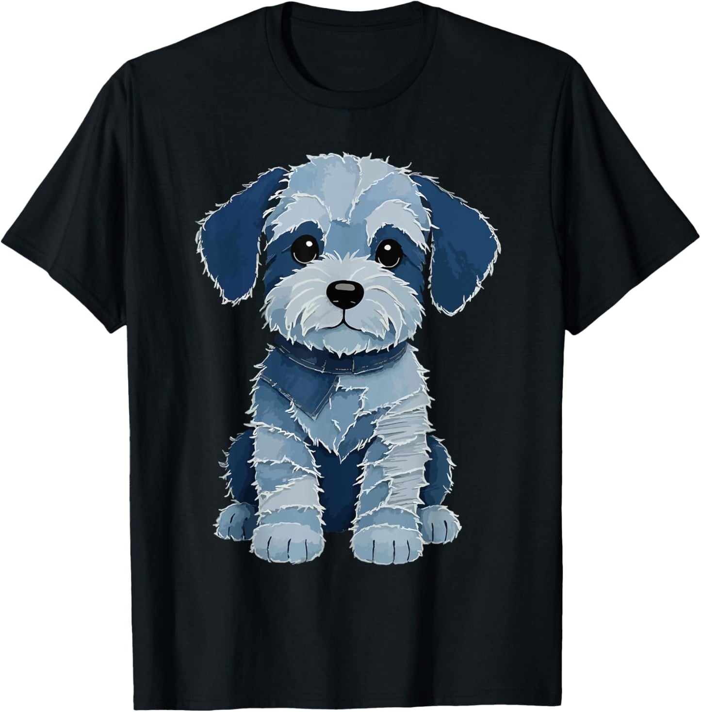 retro funny denim patch animal dog print T-Shirt