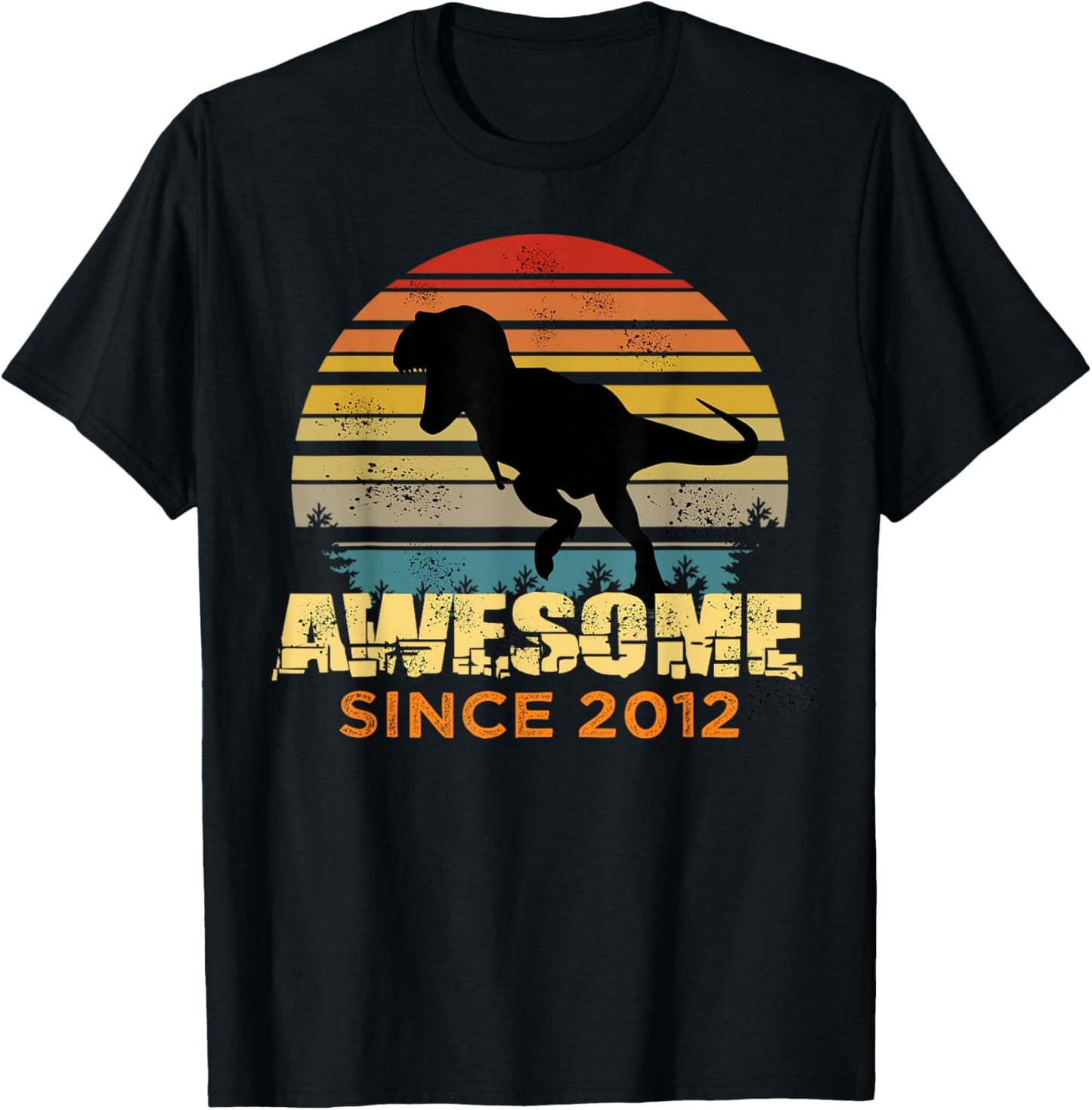 Boys 12th Birthday Dinosaur 12 Year Old Awesome Since 2012 T-Shirt