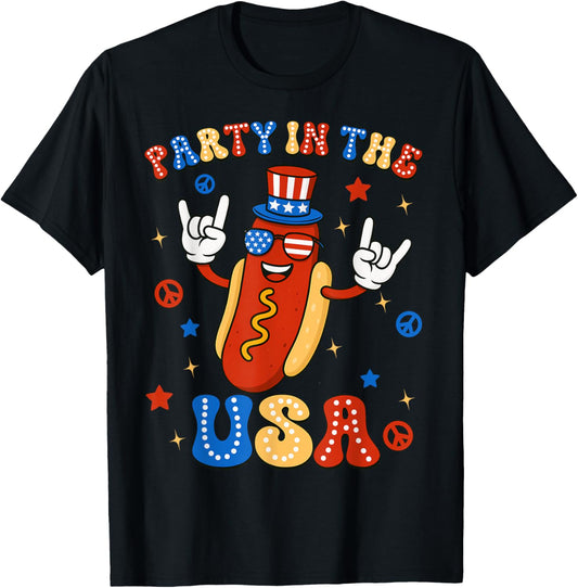 4th Of July Party In The USA HotDog Lover USA Flag Men Women T-Shirt