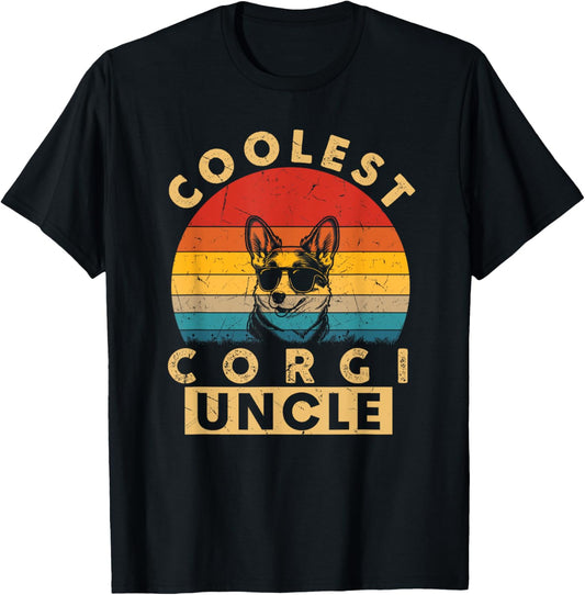 Vintage Coolest Corgi Uncle Funny Dog Gifts Fathers Day Xmas T-Shirt