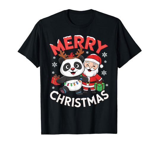 Cute Xmas Panda Santa on Panda Christmas T-Shirt