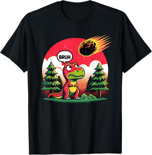 Funny Bruh Dino Dinosaur Meteor Boys Toddler T-Rex T-Shirt