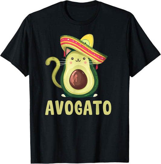 Cute Avogato Funny Cinco de Mayo Cat Avocado Kids Women Men T-Shirt