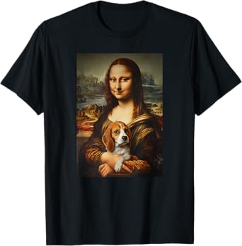Beagle Mona Lisa Painting Art Dog Mom Dad T-Shirt