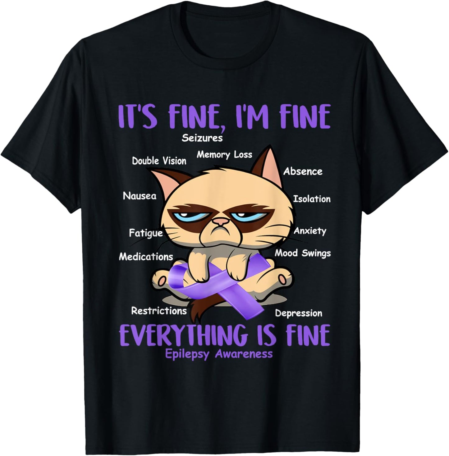 Epilepsy Awareness Cat Your Battle Is My Battle Gift' T-Shirt