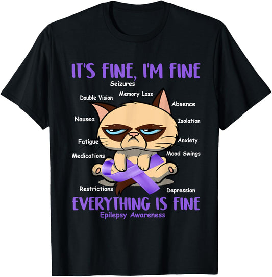 Epilepsy Awareness Cat Your Battle Is My Battle Gift' T-Shirt