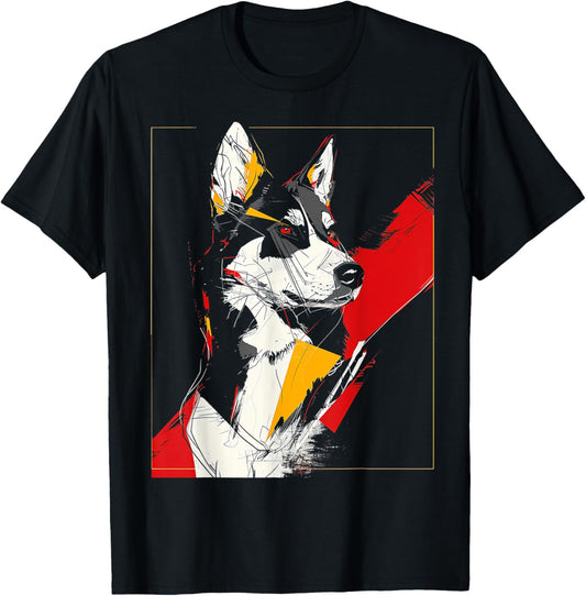 Husky Dog Lover Polygon Abstract Animal Art Graphic Husky T-Shirt