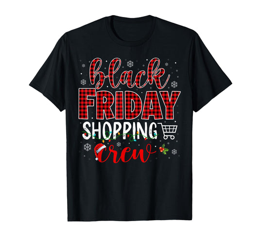 Funny Friday Shopping Crew Christmas Black Shopping Family T-Shirt