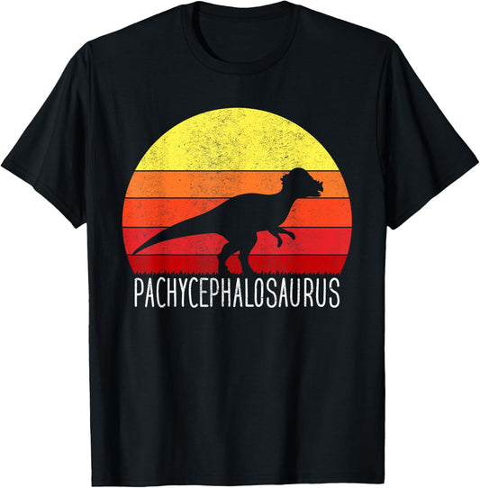 Pachycephalosaurus Sunset Retro Vintage Dinosaur T-Shirt