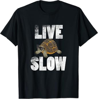 Live Slow Turtle T Shirt Tee Gift Funny Animal Love Spirit