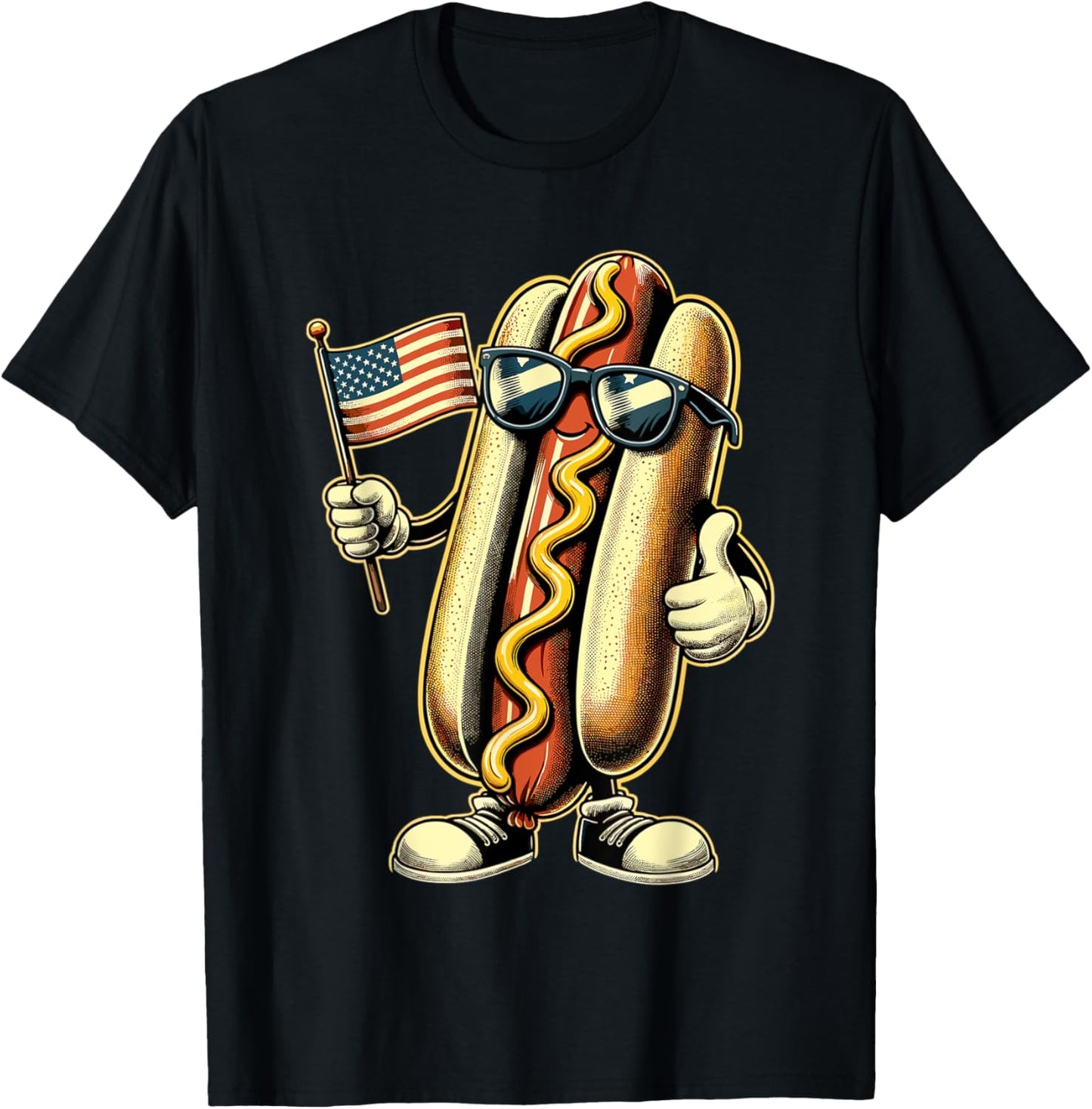 Hotdog Sunglasses American Flag USA Funny 4th Of July T-Shirt