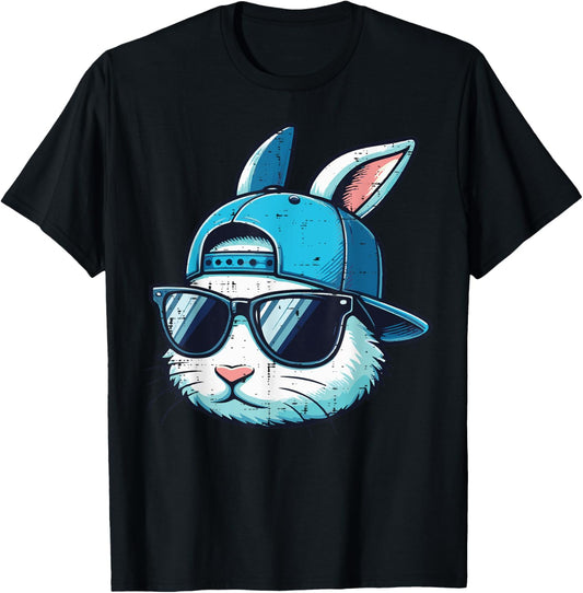 Easter Bunny Face Baseball Cap Sunglasses Rabbit Boys Kids T-Shirt