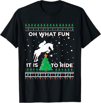 Horse Rider Equestrian Cowboy Ugly Christmas Sweater Jumper T-Shirt