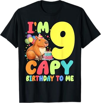 I'm 9 Year Old Capy Birthday To Me 9th Birthday Capybara T-Shirt