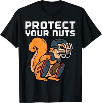 Squirrel Baseball Catcher Protect Your Nuts Boys Kids Men T-Shirt