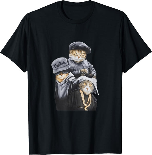 Funny Cat Trio Gangster Thug Cat T-Shirt