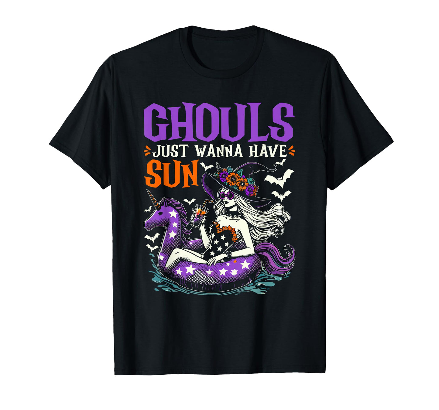 Summerween Summer Halloween Unicorn Float Witch Ghoul T-Shirt