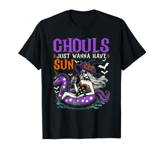 Summerween Summer Halloween Unicorn Float Witch Ghoul T-Shirt