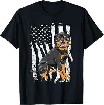 Rottweiler - USA American Flag Puppy Lover Dog Breeder T-Shirt