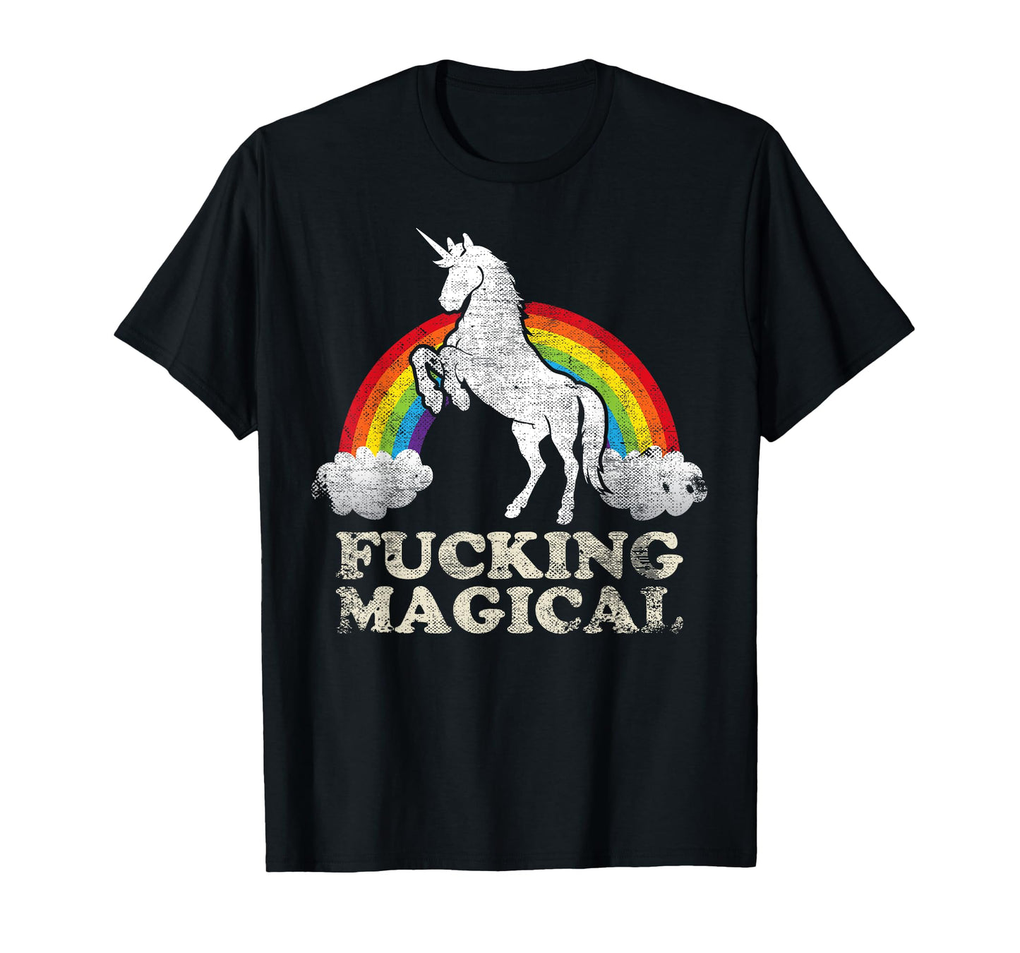Funny Retro adult humour Fucking Magical Unicorn Rainbow T-Shirt