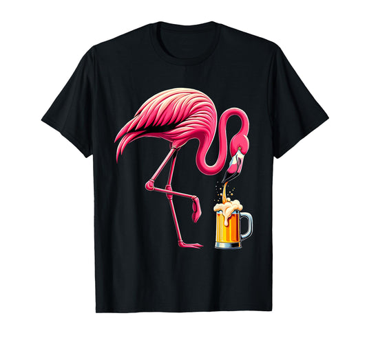 Funny Flamingo Drinking Beer Party Flamingo Lover Womens T-Shirt