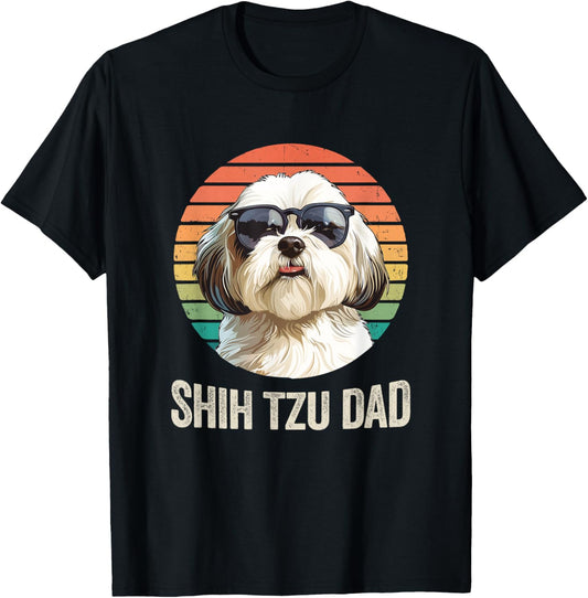 Vintage Shih Tzu Dad Fathers Day For Dog Lover Funny T-Shirt