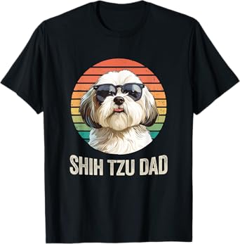 Vintage Shih Tzu Dad Fathers Day For Dog Lover Funny Men Women T-Shirt
