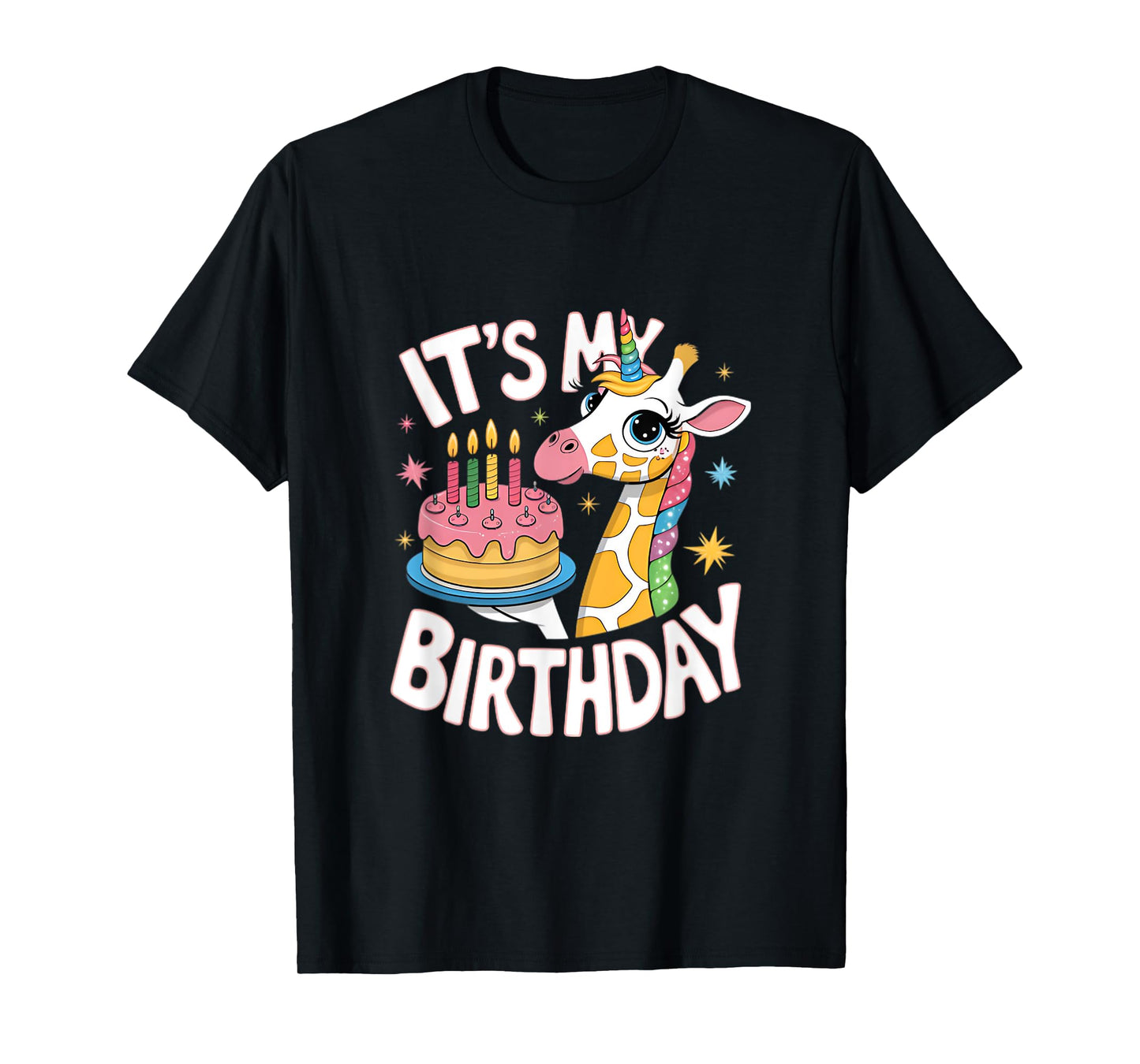 It's My Birthday Cute Giraffe Unicorn Kids Girls Birthday T-Shirt