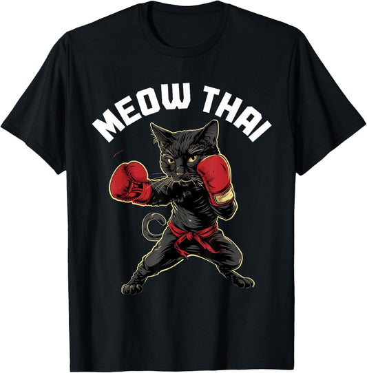 Meow Thai Funny Muay Thai Boxing Cat Martial Arts MMA Boxer T-Shirt