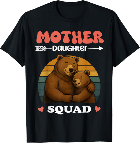 Mother Daughter Squad Matching Retro Mom Mommy Mama Bear T-Shirt