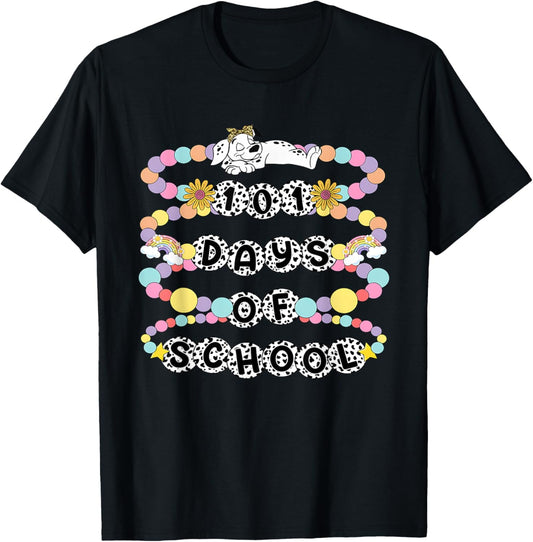 Happy 101 Days School Cute Dog Bracelet Girl Teacher T-Shirt