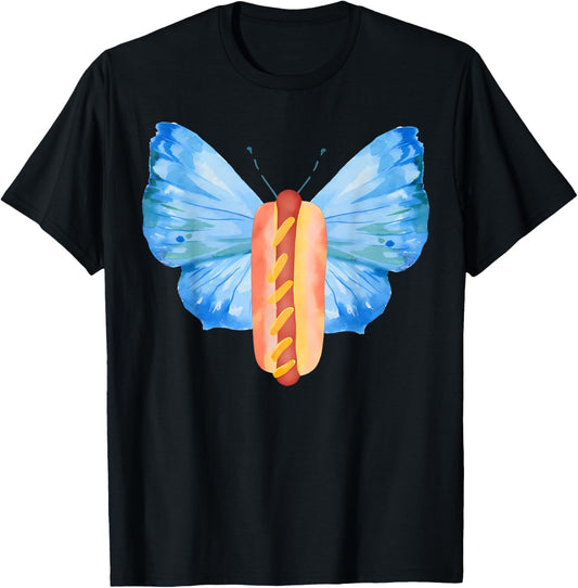 Hotdog Butterfly Weirdcore Hotdog Idea Fast Food Lover T-Shirt