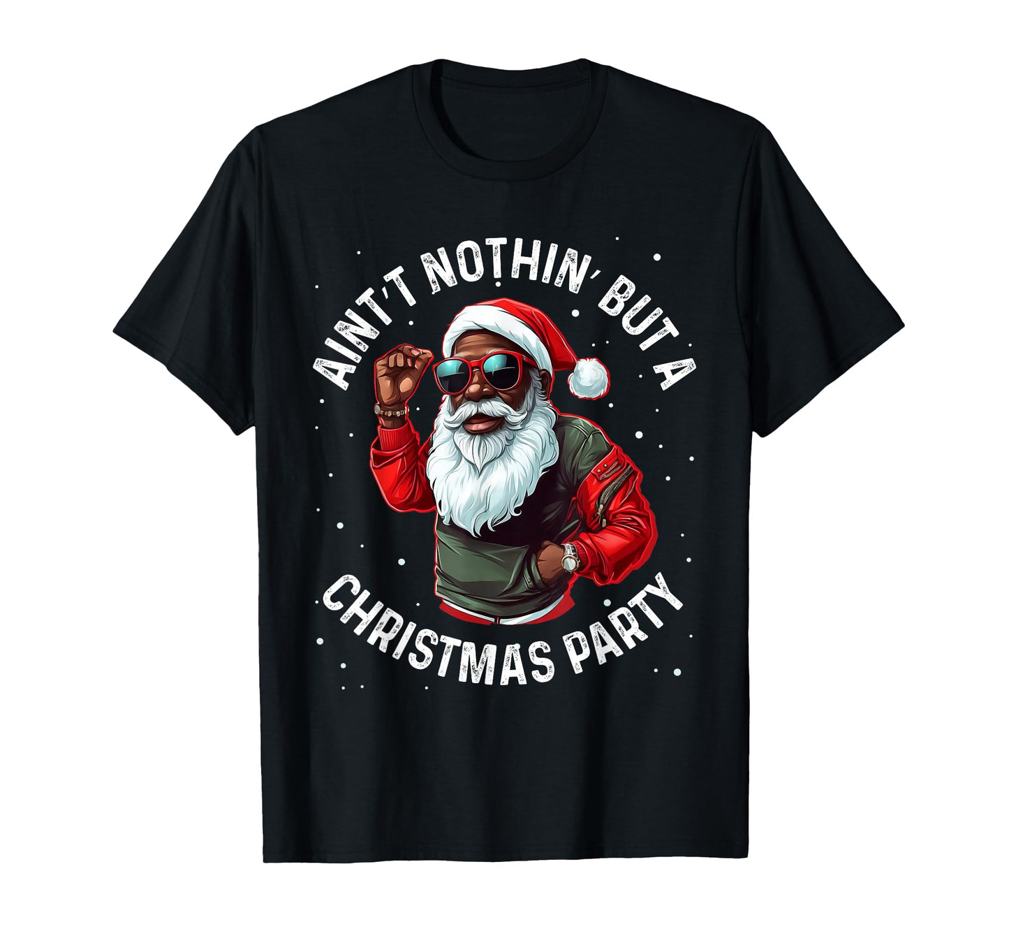 African American Santa Claus Christmas Pajama Men and Women T-Shirt