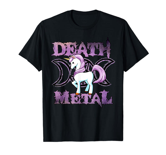 Vintage Death Metal Cute Unicorn Rainbow Distressed T-Shirt